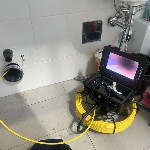 Kamerainspektion im Abwasserrohr mit professioneller Rohrkamera